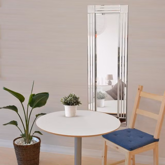 RydalMirrorOutlet Triple Bevel Edge Square Cornered Wall Mirror in Silver, W: 120 cm, H: 40 cm