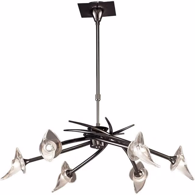 Netlighting Flavia Telescopic 6 Light G9 Semi Flush Ceiling Pendant in Black Chrome