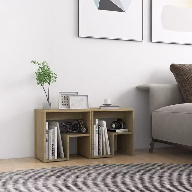 Berkfield Home Set of 2 Bedside Cabinets in Sonoma Oak Brown, W/D/H: 40 x 30 x 40 cm – 1