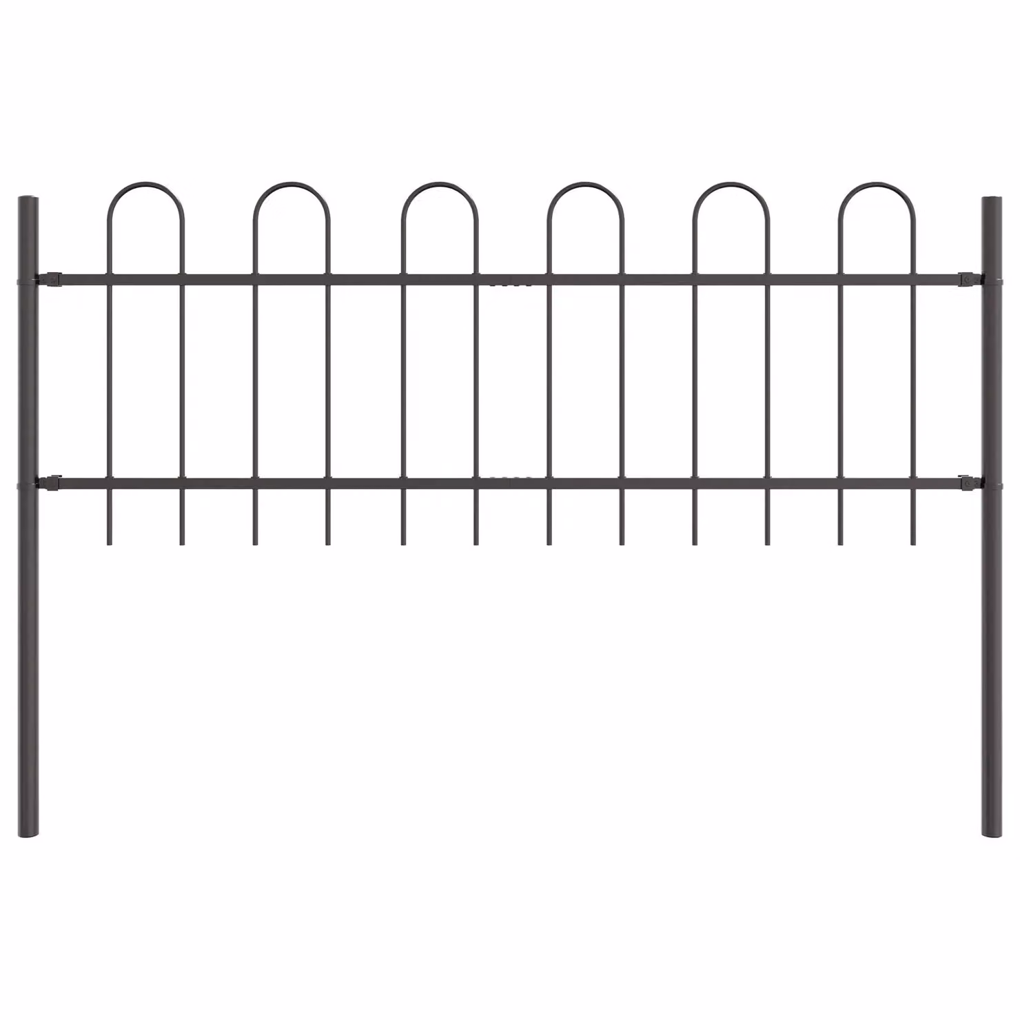 Berkfield Home Grey Steel Hoop Top Garden Fence, H: 170 cm, W: 60 cm – 2