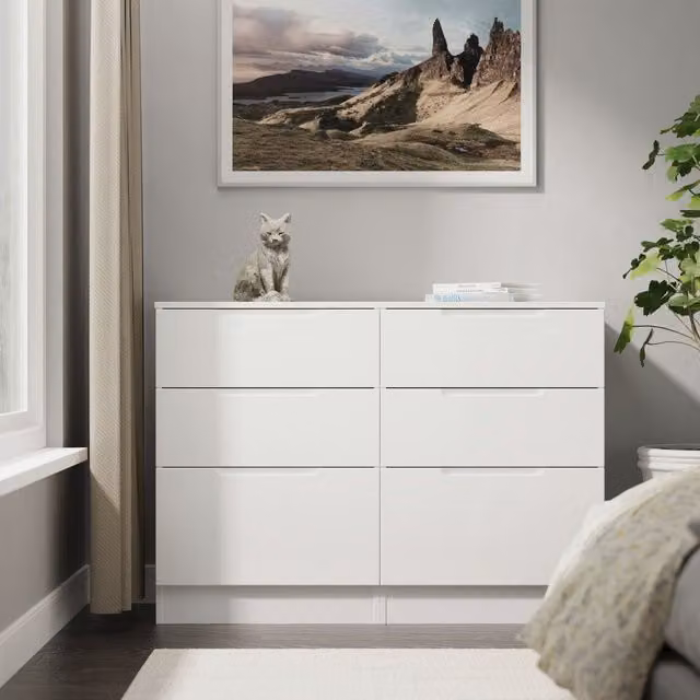 2 U Lucca 6 Drawer Chest in White Glossy Finish, Ready Assembled – 1