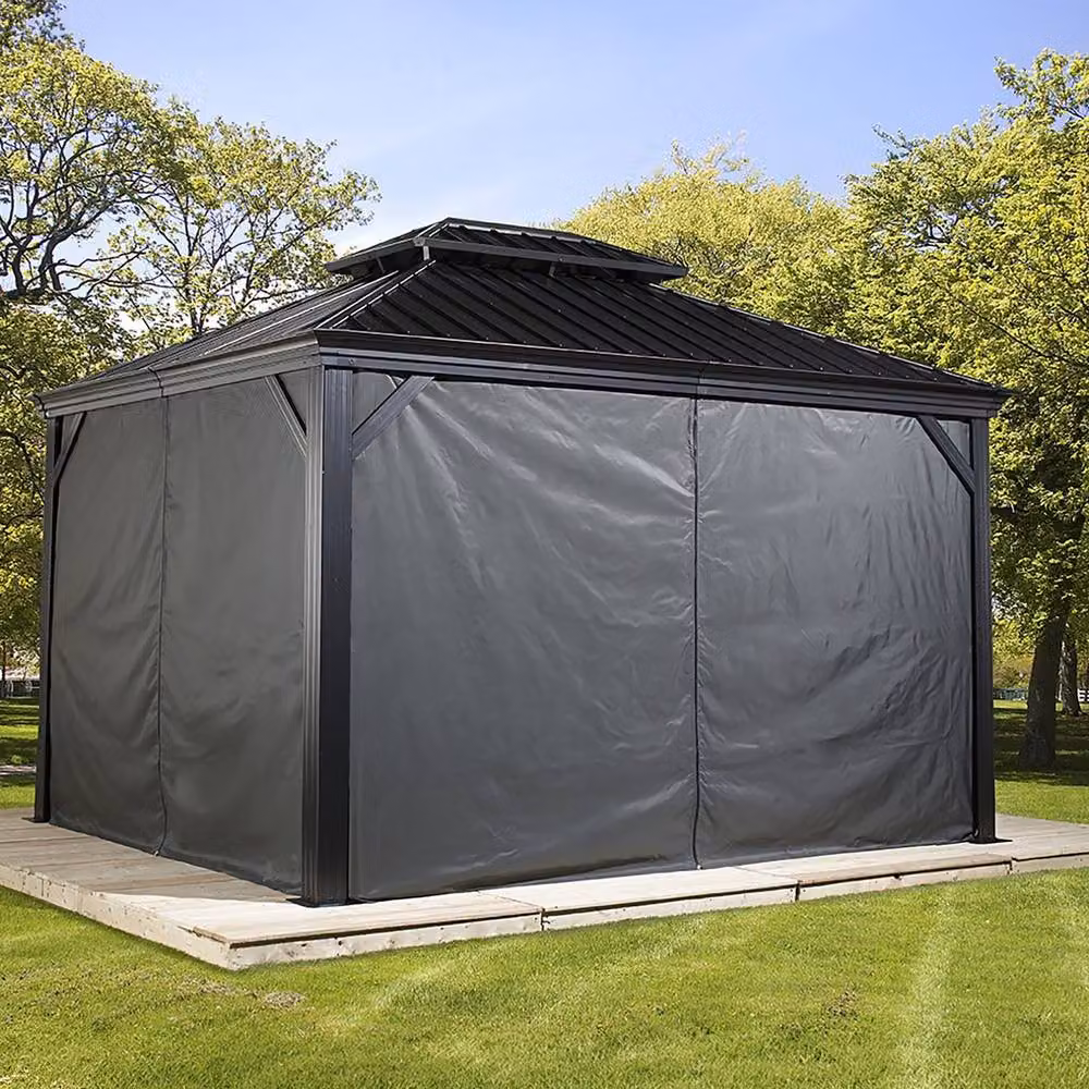 Rowlinsons Grey Polyester Curtains for Sojag Messina Gazebo, W: 300 cm, D: 490 cm, H: 199.34 cm – 2