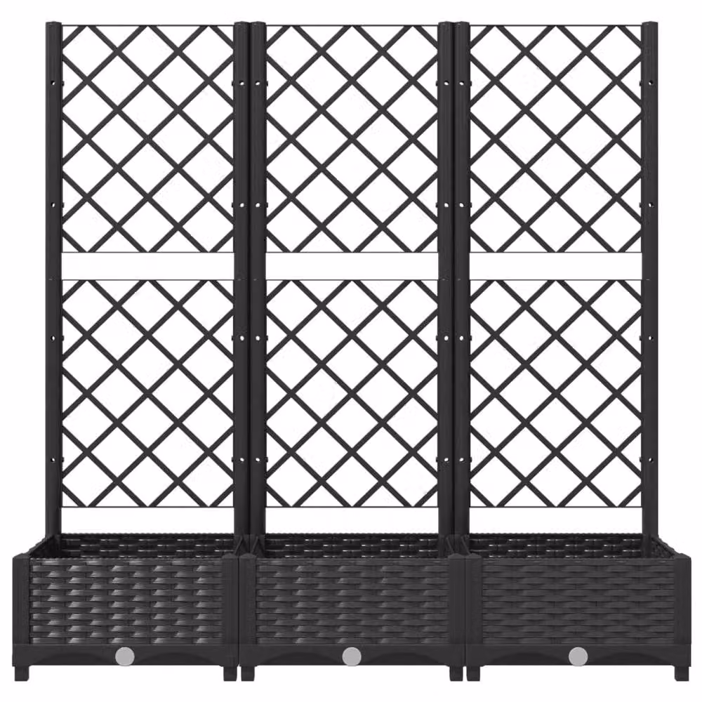 Berkfield Home Garden Planter with Trellis in Black, W/D/H: 120 x 40 x 121.5 cm – 4
