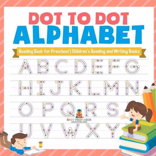 Baby Professor Dot to Dot Alphabet Reading Book for Preschool Children, White and Multicolour