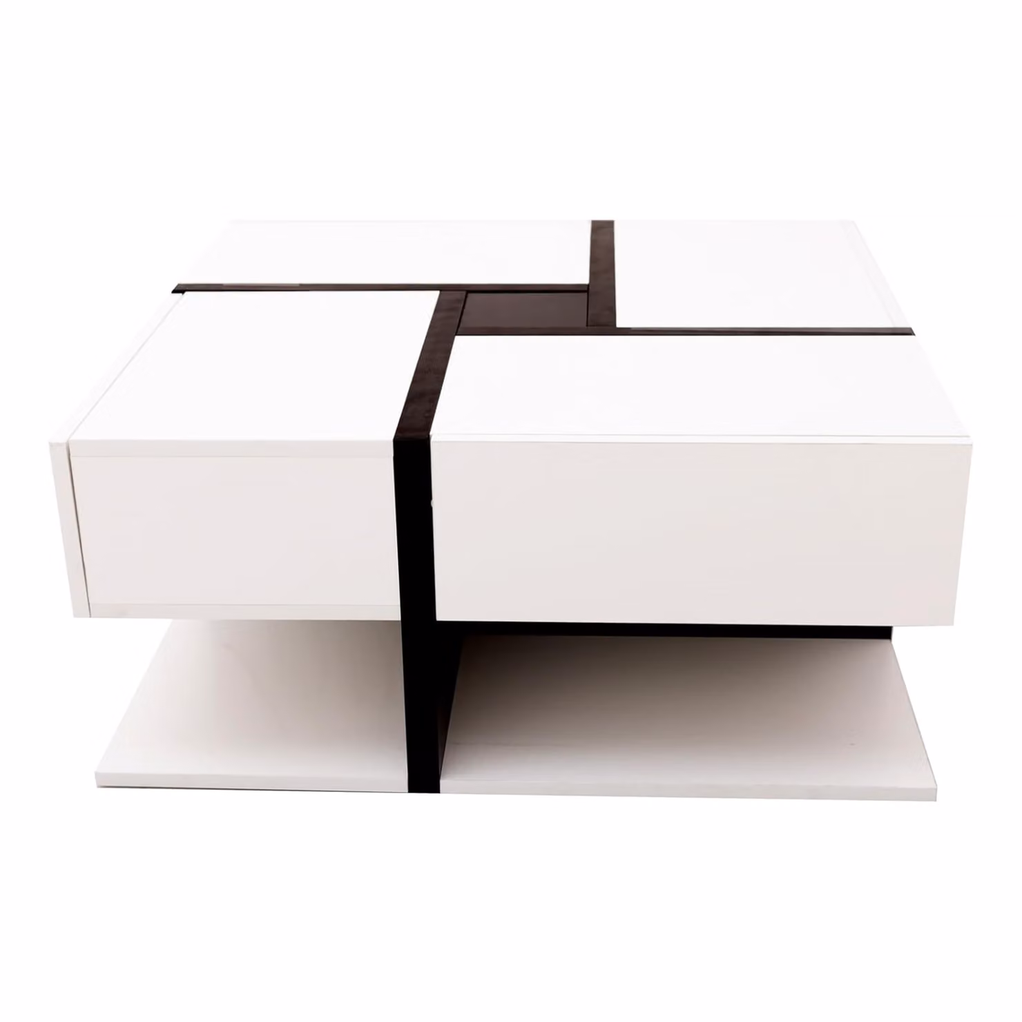 Aosom.UK White Modern Square Coffee Table with 4 Drawers and Open Storage, W/D/H: 78 x 78 x 36 cm – 2