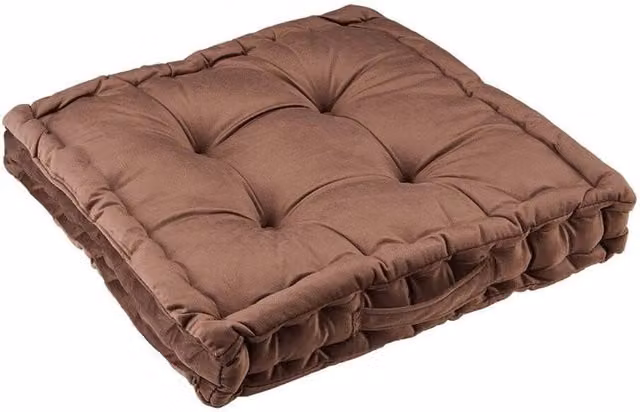 PAWNORA Brown Square Velvet and Polyester Seat Cushions for Adults