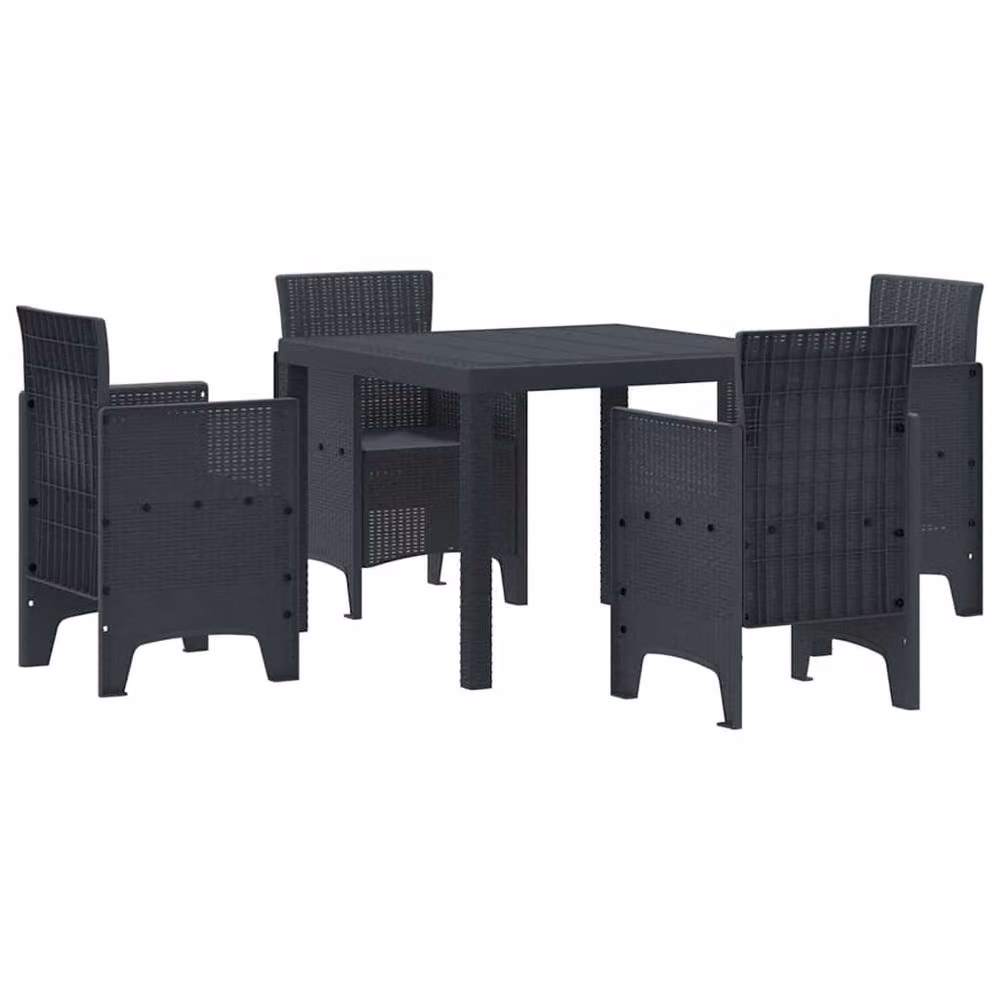 Berkfield Home Modern 5 Piece Anthracite Poly Rattan Garden Dining Set in Dark Grey – 3