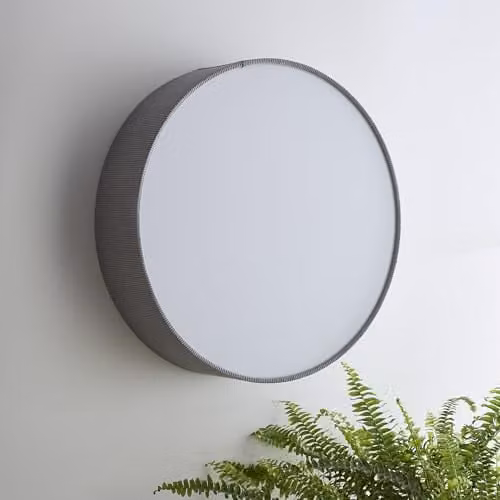 K LIVING Crete Grey Velvet Drum Shade, Diameter: 38 cm