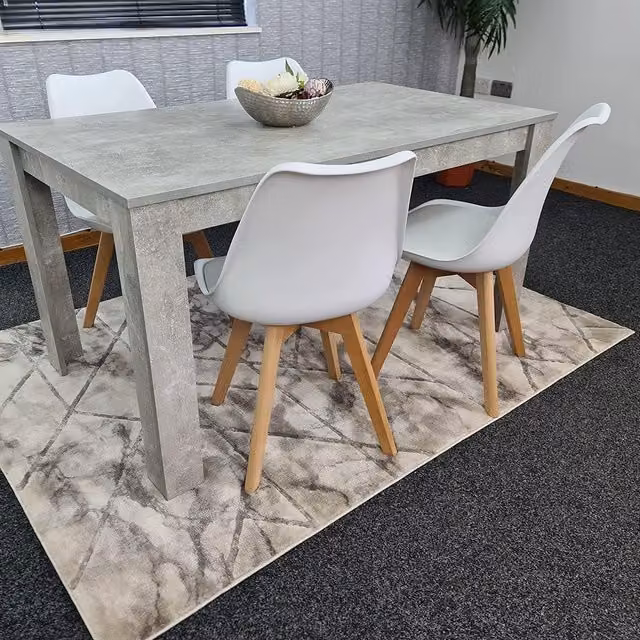 Kosy Koala Modern Dining Set with Brown Rectangular Table and 4 White Plastic Chairs – 2
