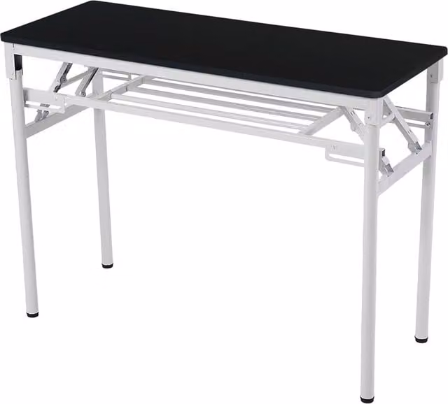 Livingandhome Modern Foldable Computer Desk in Black with MDF and Metal Construction