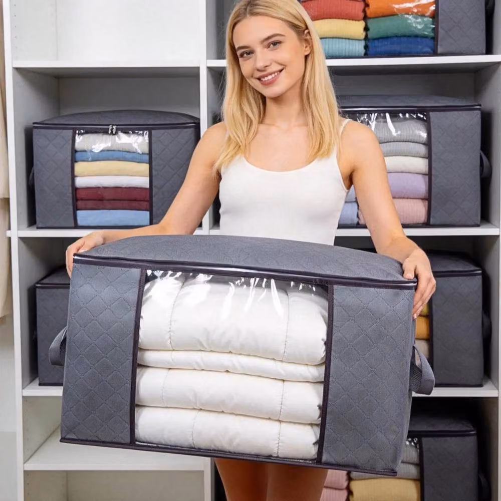 VOGREX 3 Pack 90L Large Capacity Clothes Storage Bags in Grey – 5