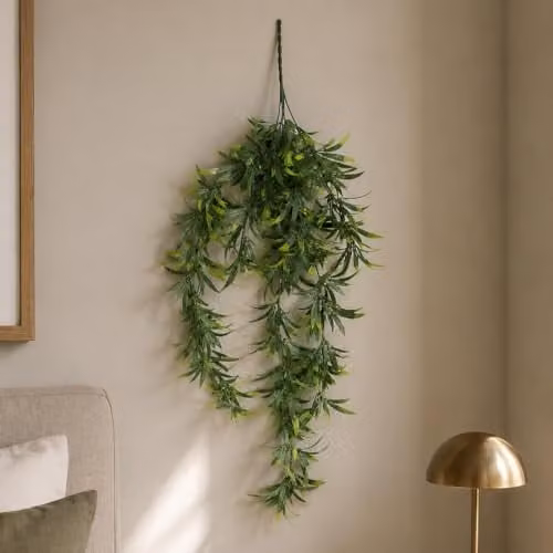 Pack of 6 Green Leaf Artificial Hanging Plants, UV and Fire Resistant, 70 cm – 3