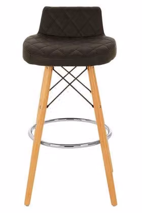 Orsina Modern Kitchen Bar Stool with Synthetic Leather Seat and Beech Wood Legs in Black or Brown, W: 48 cm, D: 41 cm, H: 85 cm