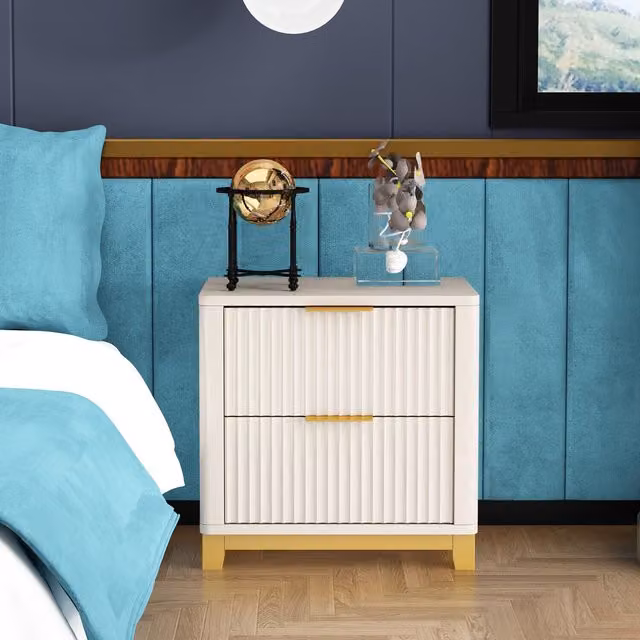 Cabinet Bits Modern White Metal Bedside Table
