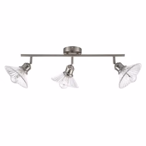 Cosylyte Milan Modern 3 Light Ribbed Glass Bathroom Spotlight in Silver, W/D/H: 55 x 16 x 21 cm