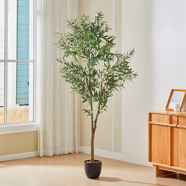 Breeins Green Artificial Mediterranean Olive Tree in Pot
