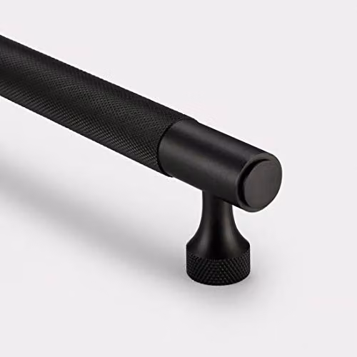 Pushka Home Solid Brass Knurled Bar Handles in Matt Black Finish – 1