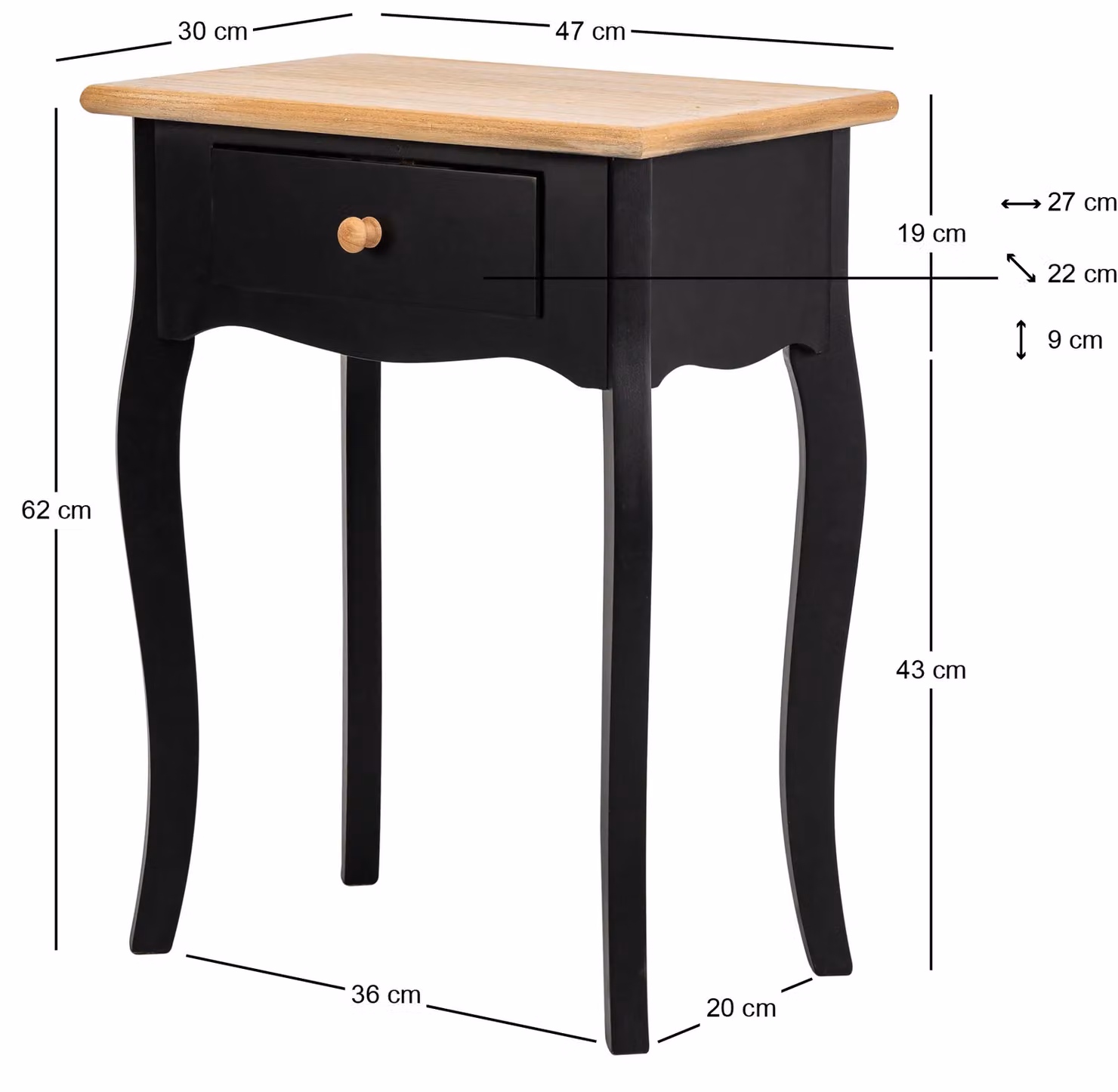 Nordlys Scandinavian Style Black Lacquered Beech Wood Bedside Table – 5