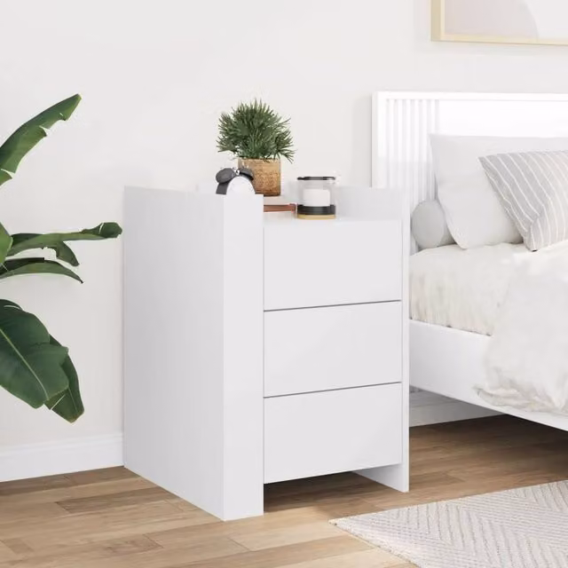 Berkfield Home Decorative White Bedside Cabinet W/D/H: 45 x 50 x 65 cm