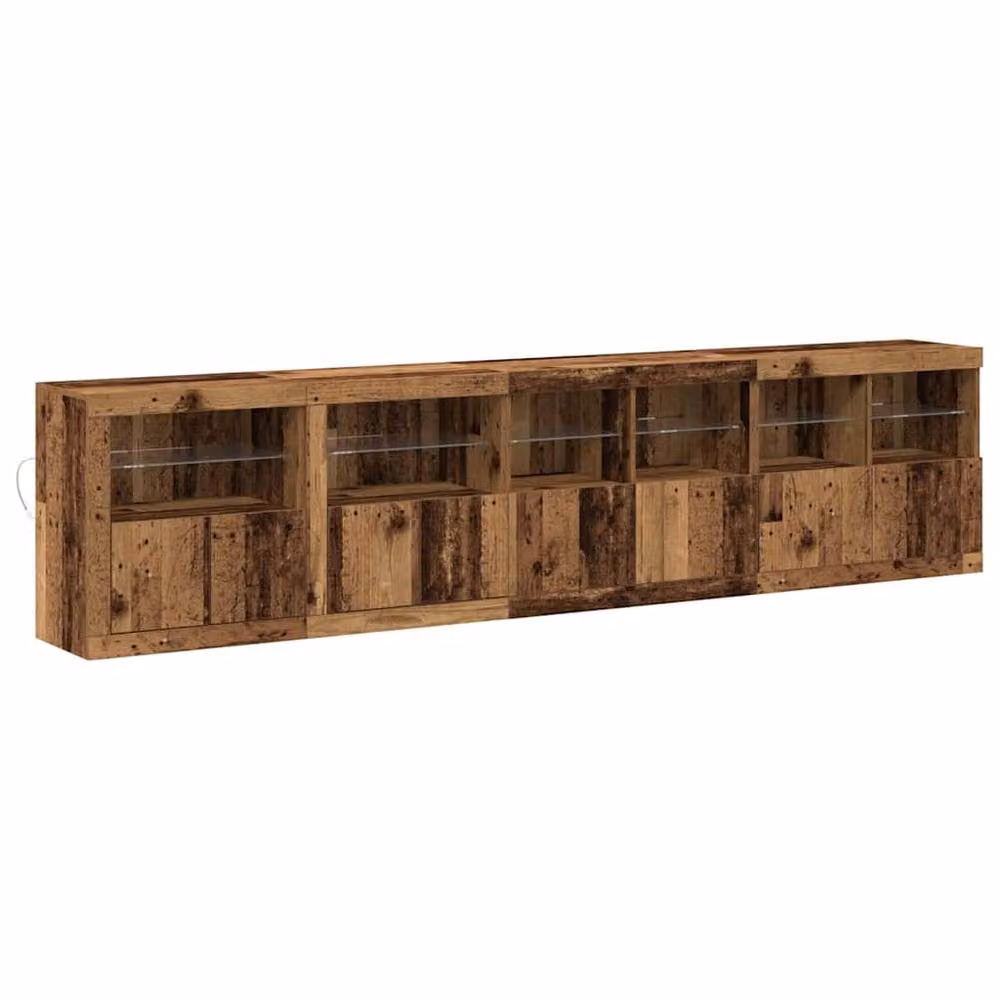 Berkfield Home Rustic Brown Sideboard with Integrated LED Lights, W: 283 cm, D: 37 cm, H: 67 cm – 3
