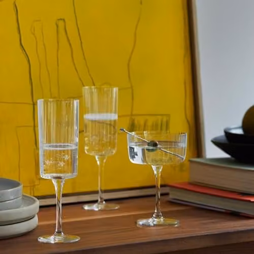 LSA International Gio Line Champagne Flute, Transparent, 210ml, Set of 4