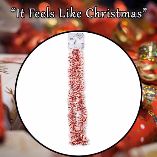 VFM e-Store Candy Striped Christmas Decoration Tinsel in Red and White, W/D/H: 57.2 x 25.0 x 13.4 cm – 8