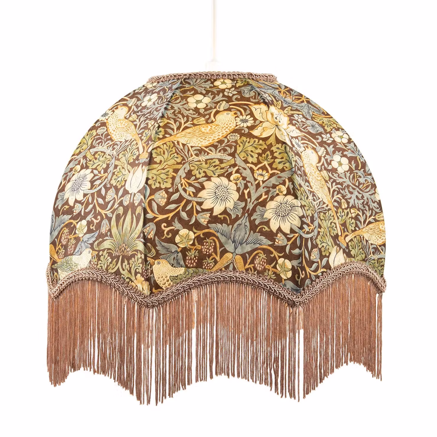 Happy Homewares Vintage Victorian Dome Fabric Lamp Shade with Green and Blue Floral Decor, Diameter: 36 cm – 2