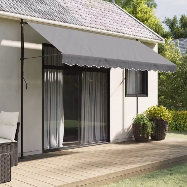 Berkfield Home Replacement Awning Valance Fabric in Anthracite Stripe and Black, 3.5 m – 1