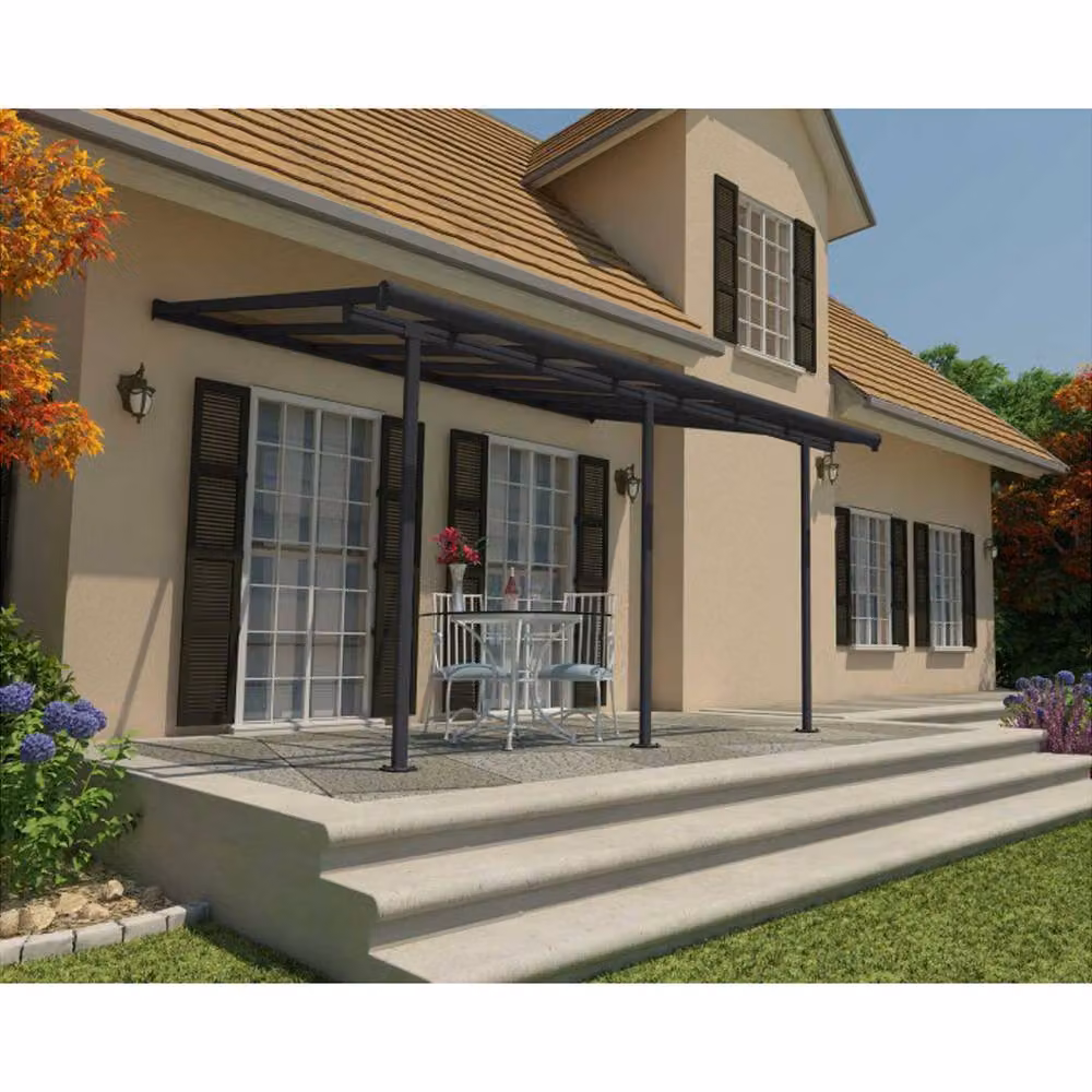 Palram Sierra Patio Cover in Grey and Transparent Polycarbonate and Aluminium, W: 299 cm, D: 739 cm, H: 305 cm – 2