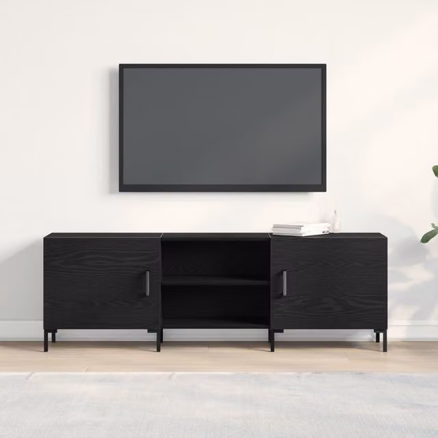 Berkfield Home Modern TV Cabinet in Black Oak, W/D/H: 150 x 30 x 50 cm – 1