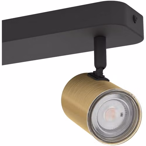 Loops Modern LED Bathroom Ceiling Spotlight in Black and Gold Brass, IP44 Rated, Adjustable and Dimmable, H 13.0 cm x W 8.0 cm – 3