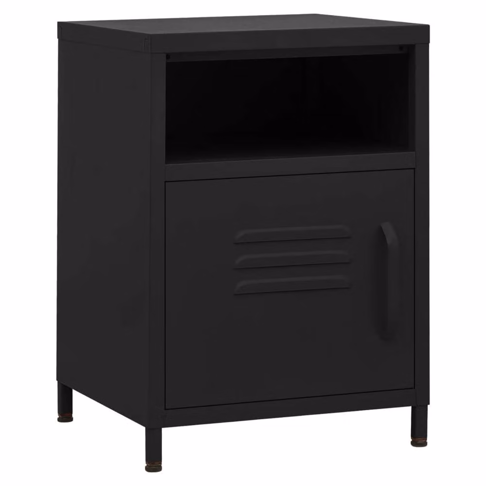 Berkfield Home Black Metal Nightstand W/D/H: 35 x 35 x 51 cm – 3