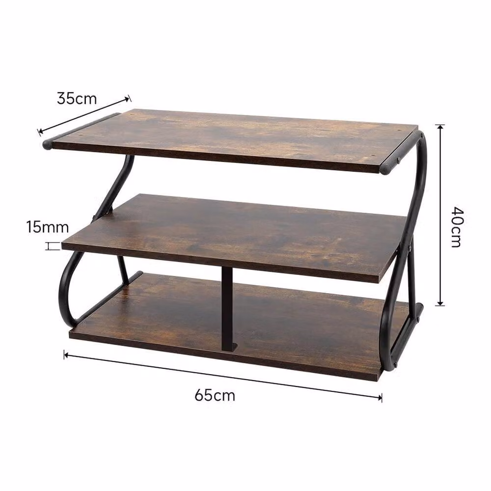 KORVIXA Brown Metal and MDF Industrial Shoe Rack, Width: 90 cm – 2
