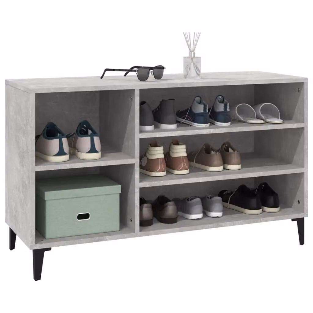 Berkfield Home Concrete Grey Shoe Cabinet with Integrated Seat, W/D/H: 102 x 36 x 60 cm – 3
