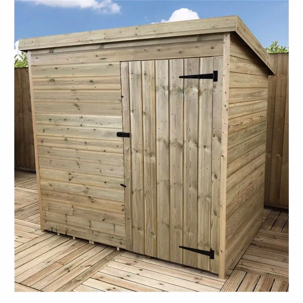 Marlborough Pressure Treated Pent Garden Shed with Single Door in Natural, W: 120 cm, D: 120 cm, H: 120 cm – 2