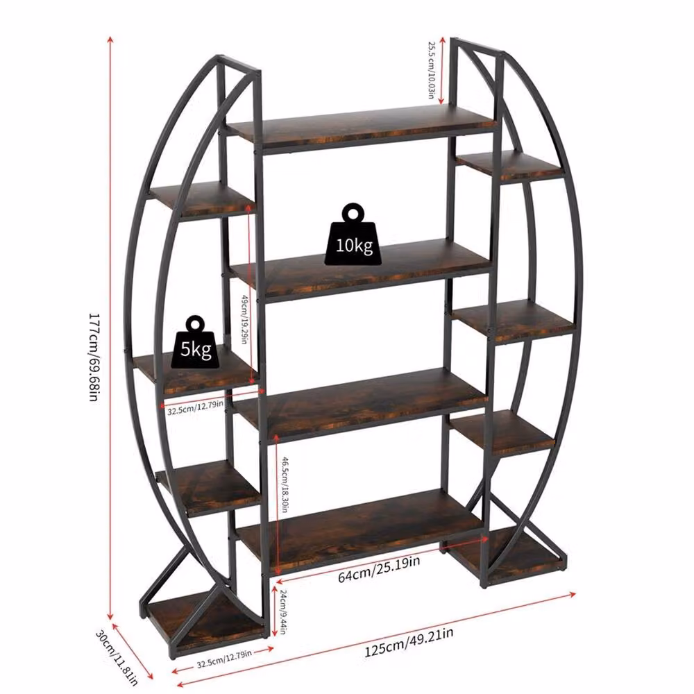 Nordara 8 Tier Large Curved Oval Plant Stand Staggered Flower Rack in Black – 2
