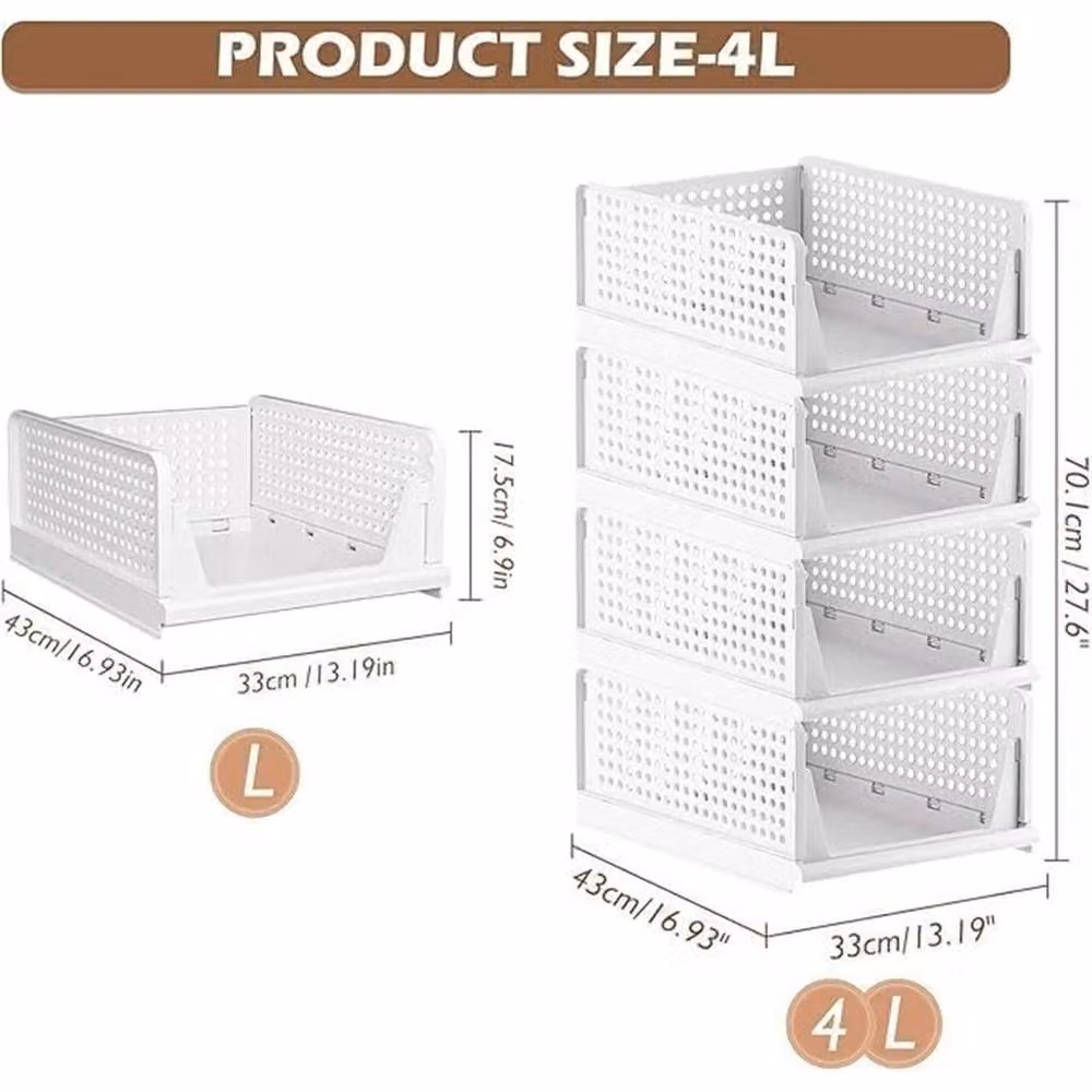 SPETLEK 4 Pack White Plastic Mesh Wardrobe Storage Organisers and Stackable Drawer Inserts – 2