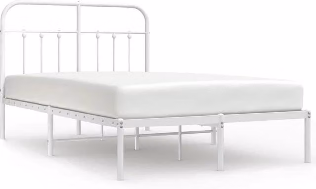 Berkfield Home Metal Bed Frame with Headboard, White, W/D/H: 120 x 200 cm