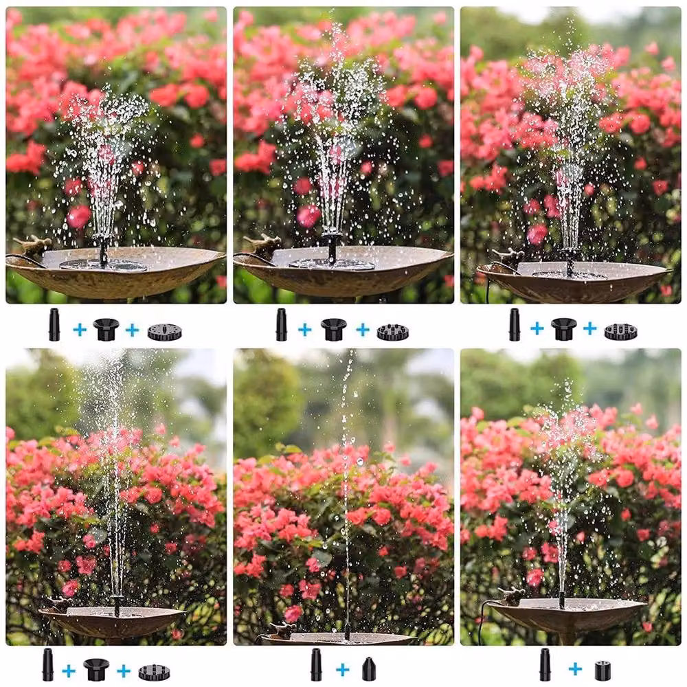 FLAVORA Solar Fountain Pump with 5W Solar Panel and Rechargeable Battery, Black, W/D/H: 100 x 15 x 15 cm – 8