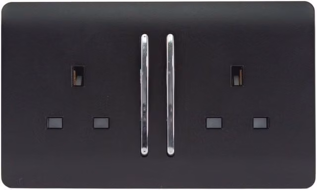 Trendi Switch 2 Gang Flush Wall Mounted Socket in Black – 1