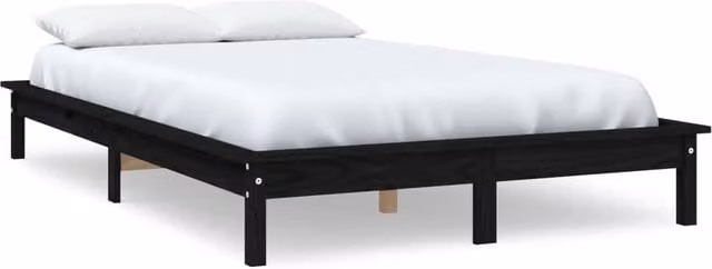 Berkfield Home Super King Size Solid Wood Pine Bed Frame in Black, W/D/H: 180 x 200 cm