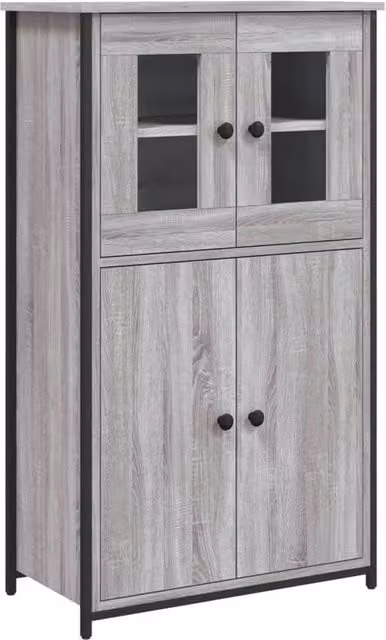 Berkfield Home Grey Sonoma Modern Highboard with Glass Doors, W/D/H: 62 x 32 x 106.5 cm – 1
