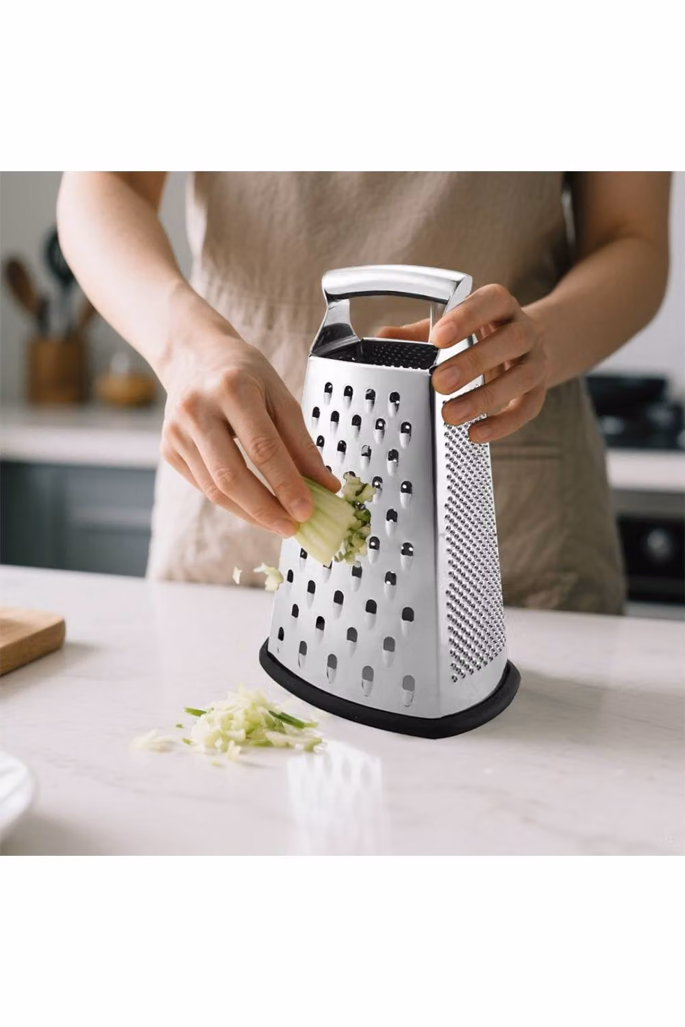 KDMD 4-Sided Stainless Steel Box Grater, Slicer and Zester in Silver – 3