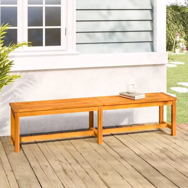 Berkfield Home Garden Bench in Brown Solid Acacia Wood, W/D/H: 180 x 35 x 45 cm – 1