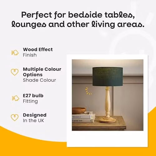 ValueLights Victoria Traditional Wood Table Lamp with Green Fabric Drum Shade and LED Bulb – 4
