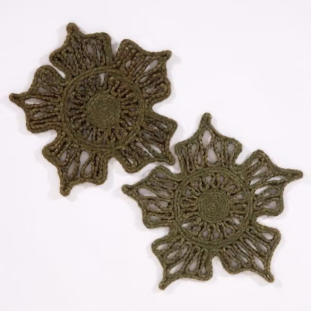 Esselle Severn Jute Floral Placemats, Green, 2 Pack – 1