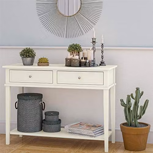 Ameriwood Home Franklin Rectangular Console Table, White, W/D/H: 76.2 x 39.62 x 104.39 cm – 2