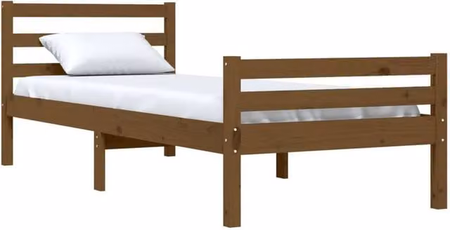 Berkfield Home Beautiful Small Single Solid Wood Bed Frame, Brown, W/D/H: 190 x 80.5 x 69.5 cm – 1