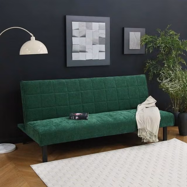 Home Garden Direct Vittoria 3 Seater Click Clack Sofa Bed in Green Textured Linen