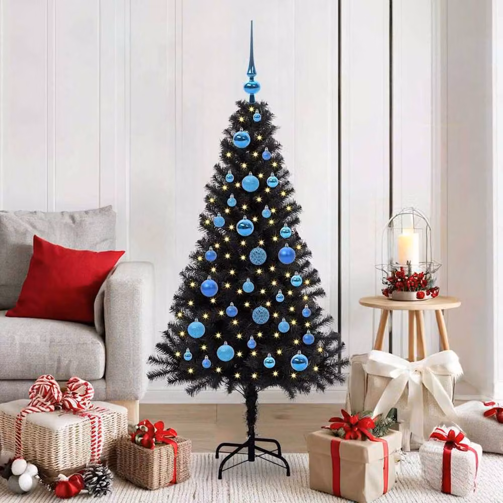 Berkfield Home Lush Christmas Tree with 150 LEDs and Stand, Black, Height: 150 cm – 2